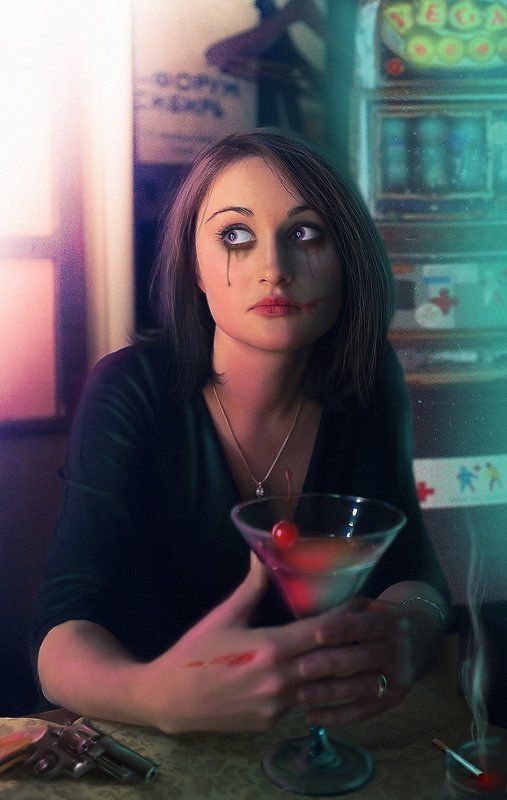девушка,девушки,бар,паб,кафе,тушь,пистолет,сигарета,сигареты,girl,girls,photo,art,владимир,шипулин * * *photo preview