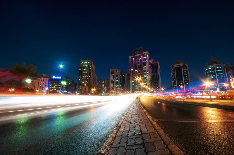 ночь, огни, небоскребы, эмираты Ночные огни фото превью