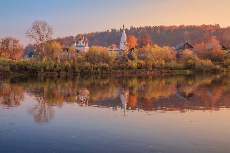 гороховец, осень, река, клязьма, вечер, храм Гороховец. Осеньphoto preview