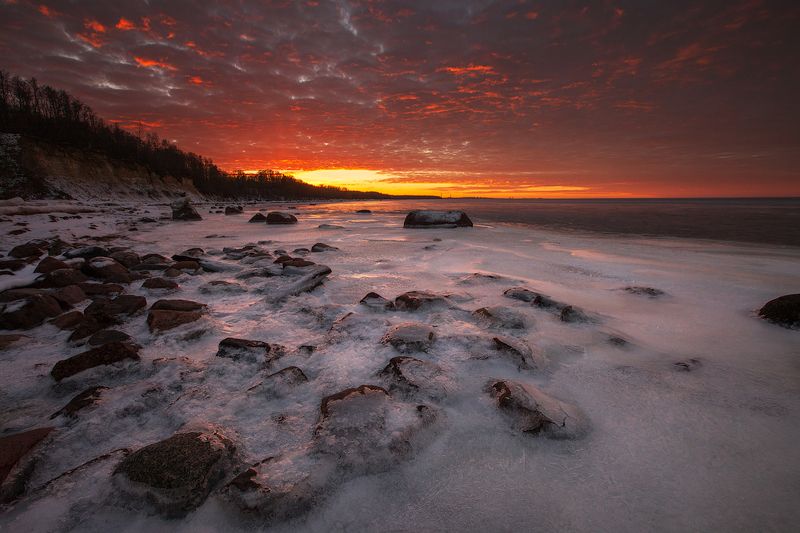 закат, зима, небо, пейзаж Пожар на небесахphoto preview