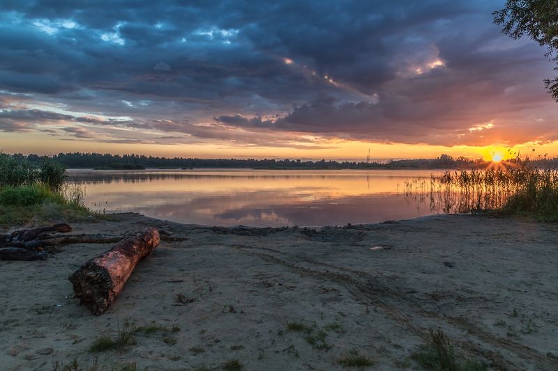 утро, озеро, облака, солнце Восходphoto preview