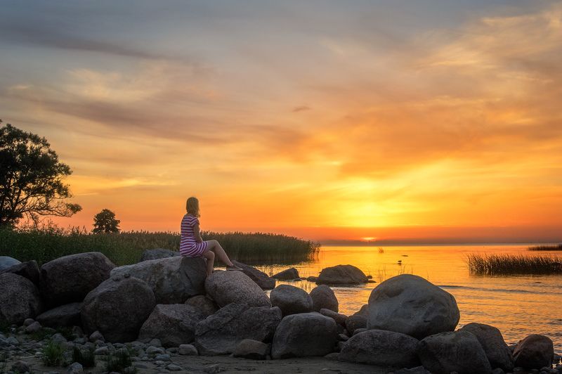 пейзаж, закат, финский, залив На закате фото превью