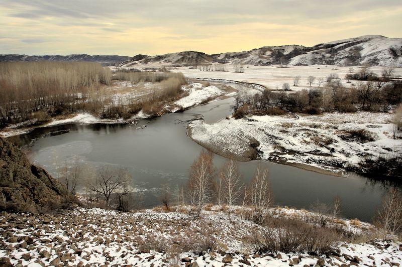 пейзаж, река, снег,горы,деревья, небо,сакмара, оренбуржье,олег_грачёв,landscape,oleg_grachev,canon,canonlens, Предзимье. Река Сакмара.photo preview