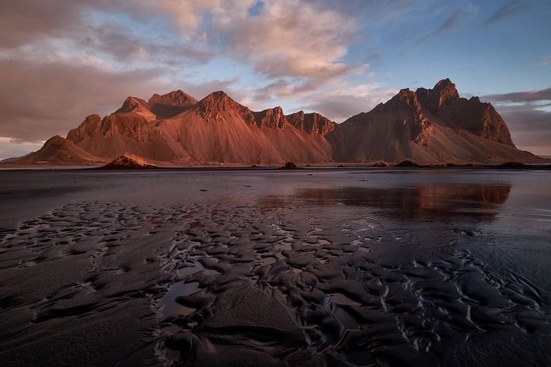 iceberg,iceland,sunset,ice,lake,clouds,mountains, vestrahorn, stoksness Mo3photo preview