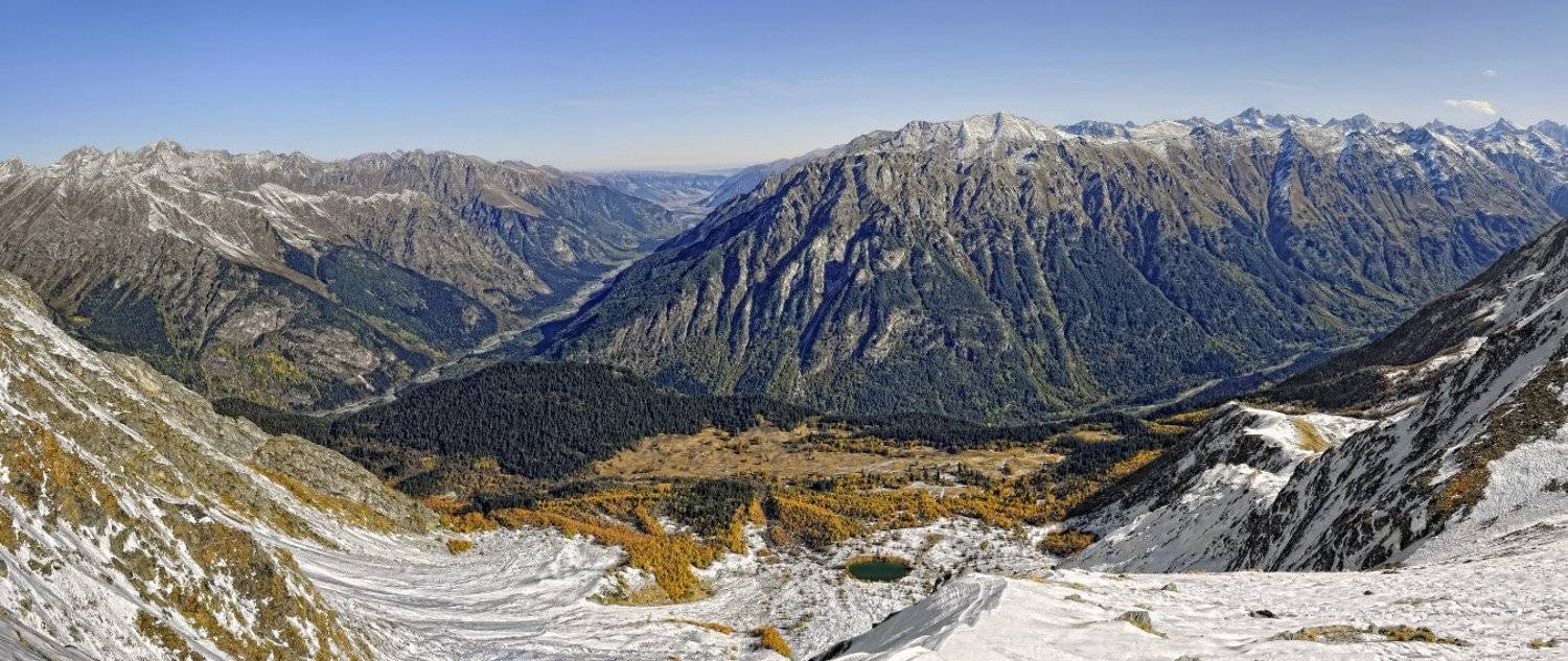 домбай, горы, осень, панорама, Александр Свиркин