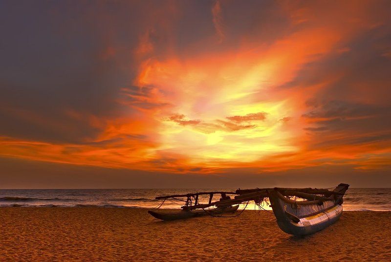 шри, ланка, индийский, океан, закат, катамаран, аюбован Aubowan Sri-Lanka!photo preview