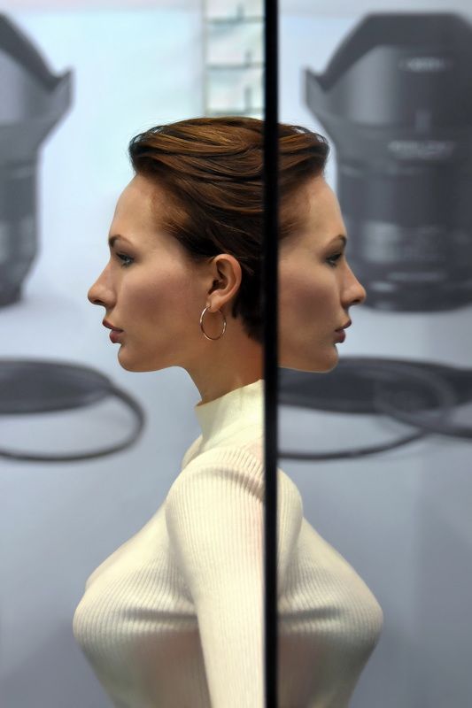 woman, mirror, reflection, exhibition, paris, salon, photo, face, double, portrait, spontaneous, profile Janusphoto preview