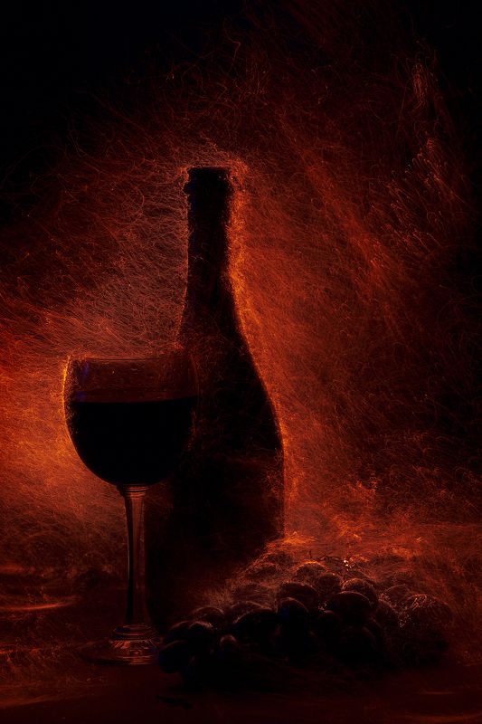 Light painting, long exposure, vine, grape Вино и виноградphoto preview