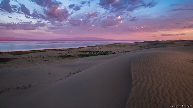 монголия, восход, озеро, пустыня, песок, пейзаж, природа, лето, mongolia, sunrise, lake, desert, sand, landscape, nature, summer Пески Монгол-Элсphoto preview