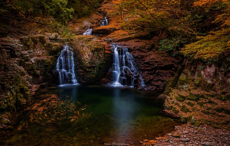 nature autumn waterfall landscape mountain rocks  [ The 48 waterfalls of Akame ]photo preview