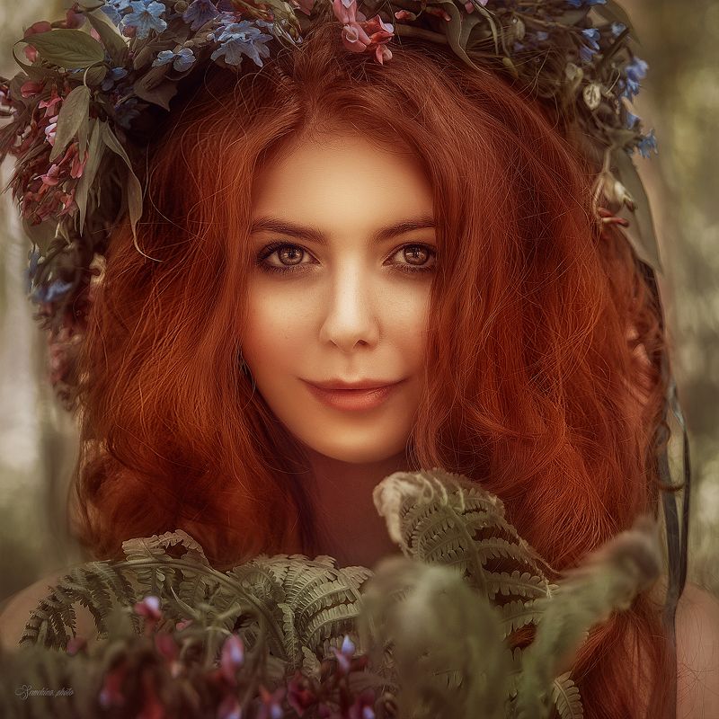 девушка, портрет, рыжая, лето, нимфа, girl, portreit, red hair, summer, nymph photo preview