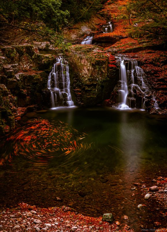 waterfalls nature landscape autumn rocks mountain  [ The 48 waterfalls of Akame ] photo preview