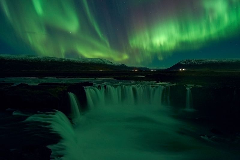 aurora,iceland,night,godafoss,waterfall Aurora9photo preview