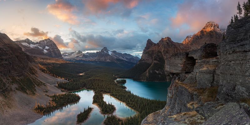 ohara, yoho, lake, sunset Закатноеphoto preview