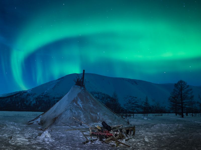 ямал, полярный урал, чум, северное сияние, снег, оленеводы Живут же люди!photo preview