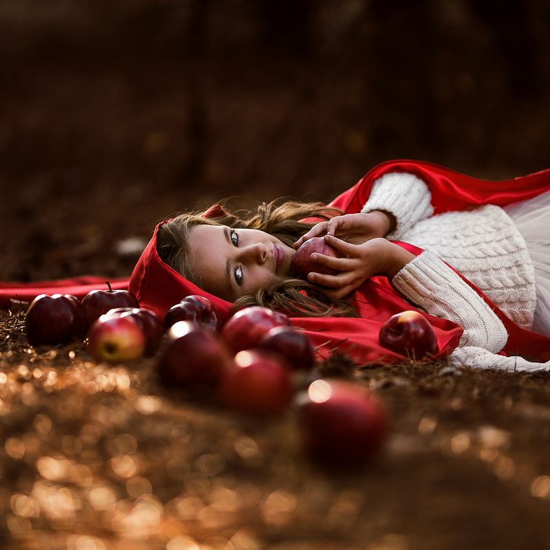 свет, лес, портрет, ребенок, яблоко photo preview