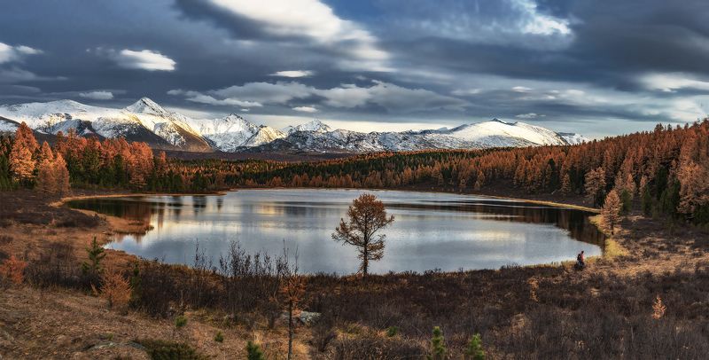 киделю, осень, алтай, горный алтай,, северо-чуйский хребет Закат на горном озере.photo preview