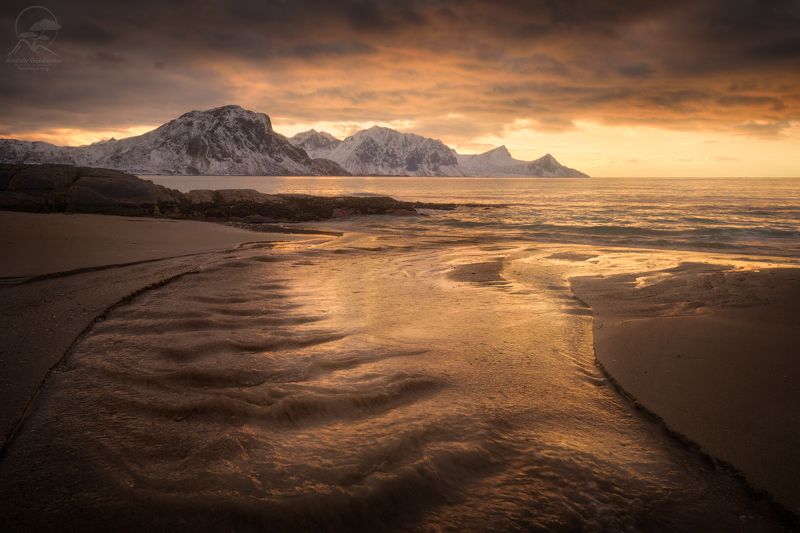 пейзаж, природа, море, норвегия, лофотены Haukland beach фото превью