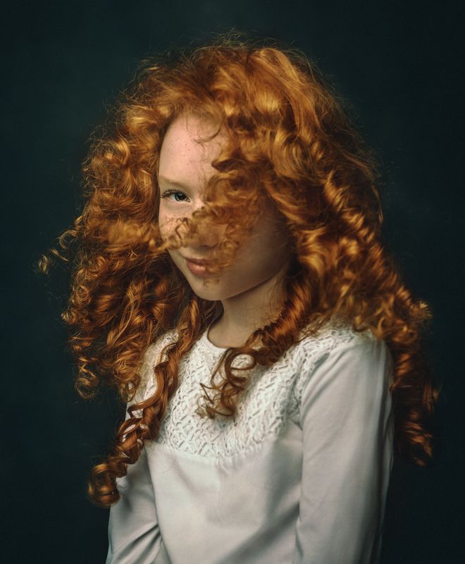 портрет, ребенок, рыженькая, конопушки, рыжие волосы, рембрандт, портрет рыженькой девочки Катяphoto preview