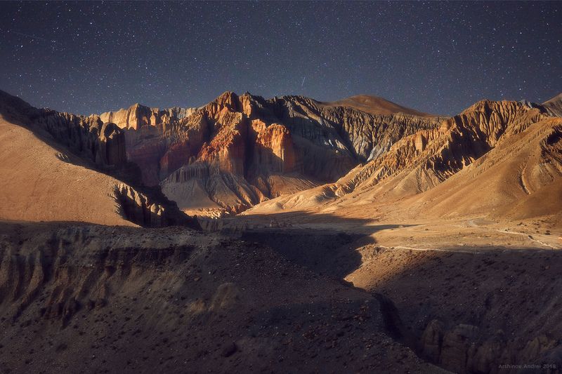 nepal, mountains, upper mustang, moonlight, Другая планетаphoto preview