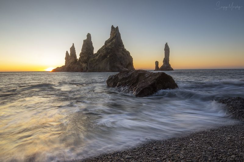reynisdrangar iceland Sunrise and Reynisdrangar. Icelandphoto preview