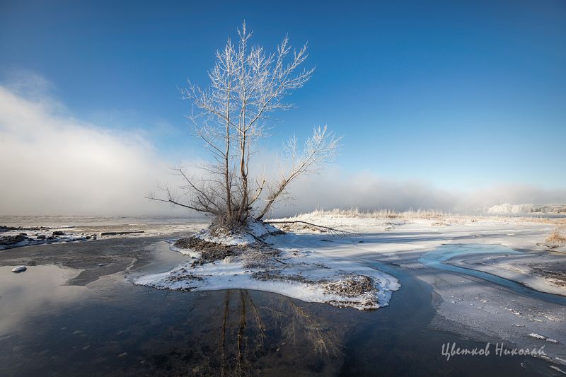 волга, туман, иней, декабрь ***photo preview