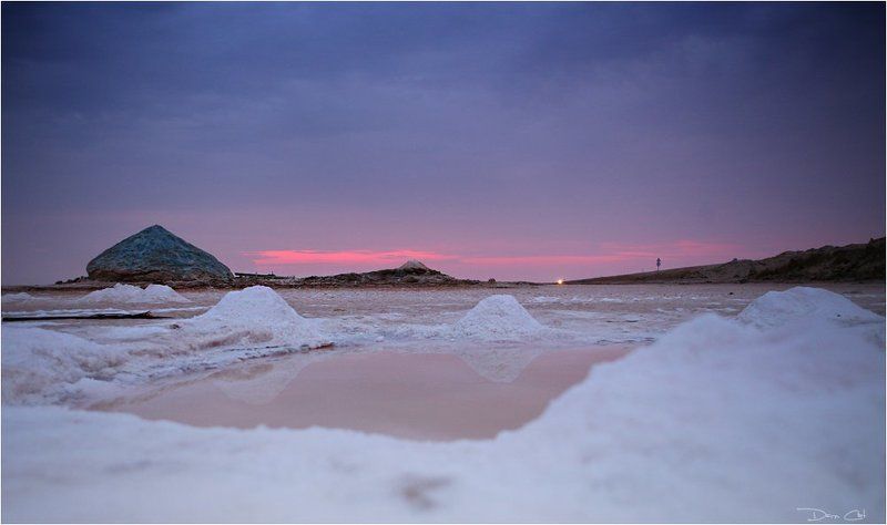 пустыня, сахара, озеро, тунис, соль, рассвет Соляное озеро в Сахареphoto preview