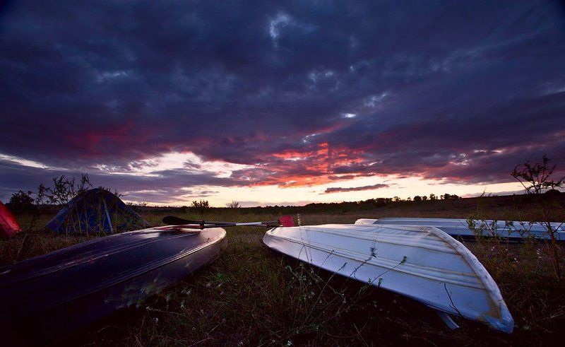 kayak, байдарка, пейзаж, небо, закат Kayak фото превью