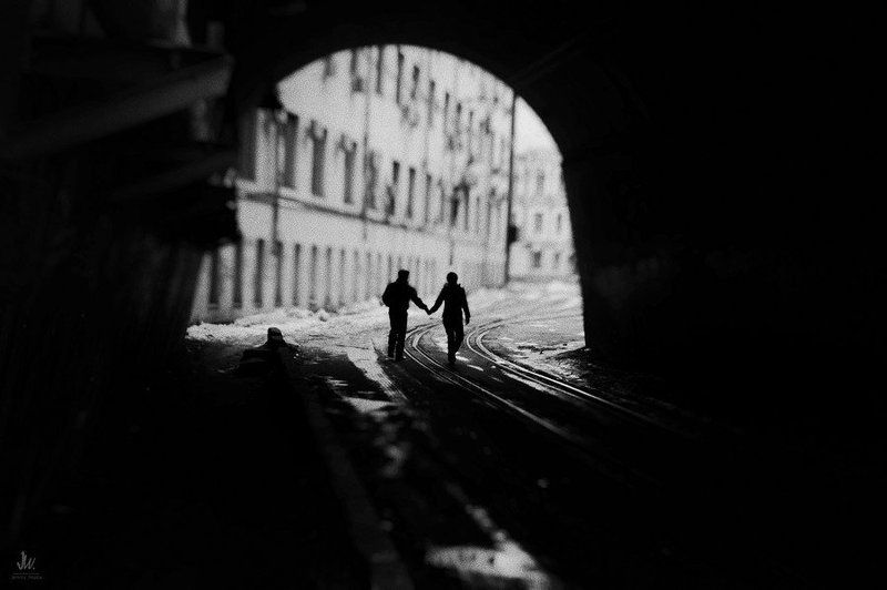 пара, любовь, силуэт, контраст, москва ** фото превью