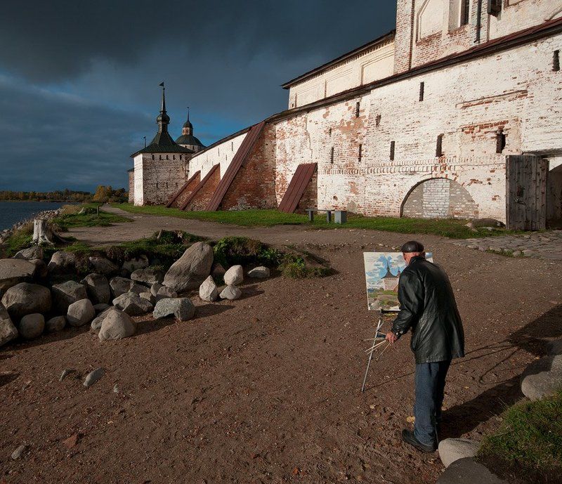 художник, рисовать, башни, кириллов, монастырь Творческий порыв...photo preview