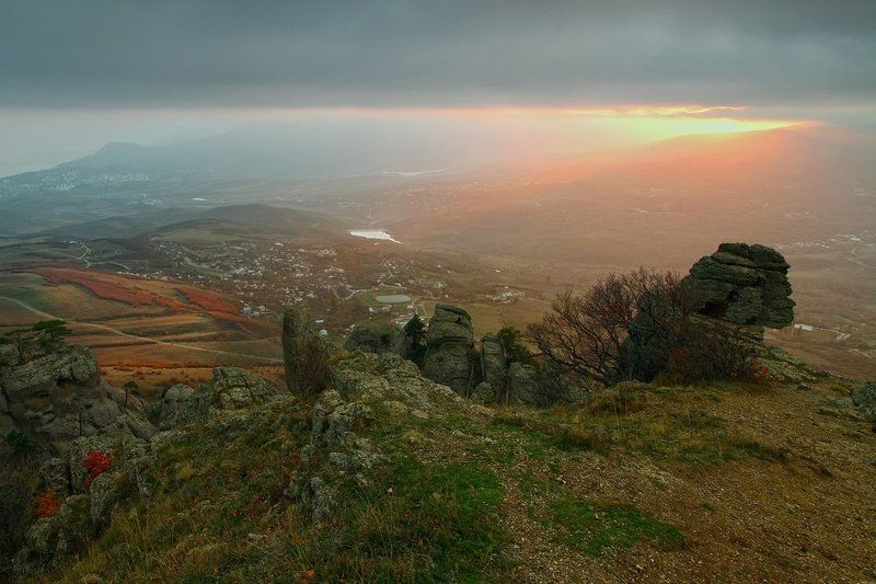 крым, горы, небо, облака, свет, закат, вечер, осень, пейзаж, природа, Вечерняя рапсодия. фото превью