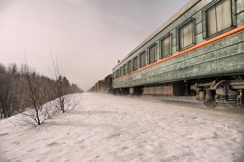 поезд, зима, снег кудато...photo preview