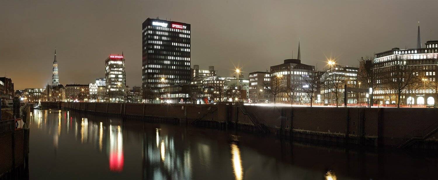 город, гамбург, ночь, канал, Игорь Дубровский