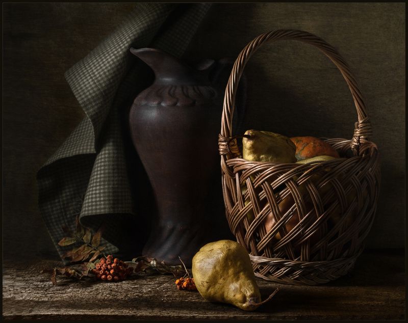 груша, корзина, кувшин, натюрморт ***photo preview