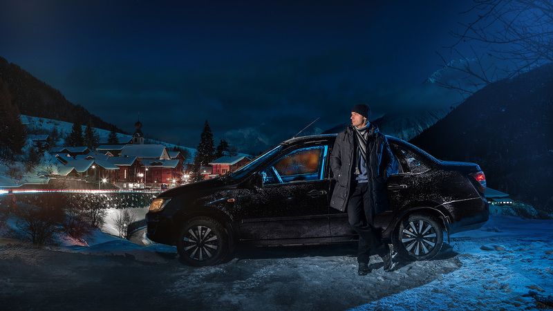 снег,ночь,вспышки,коллаж Lada Grantaphoto preview