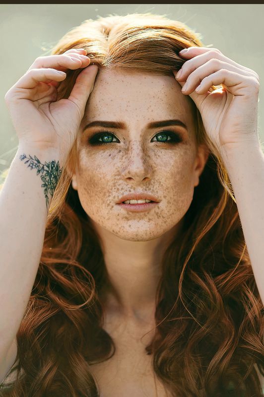 portrait girl colour портрет рыжая веснушки photo preview