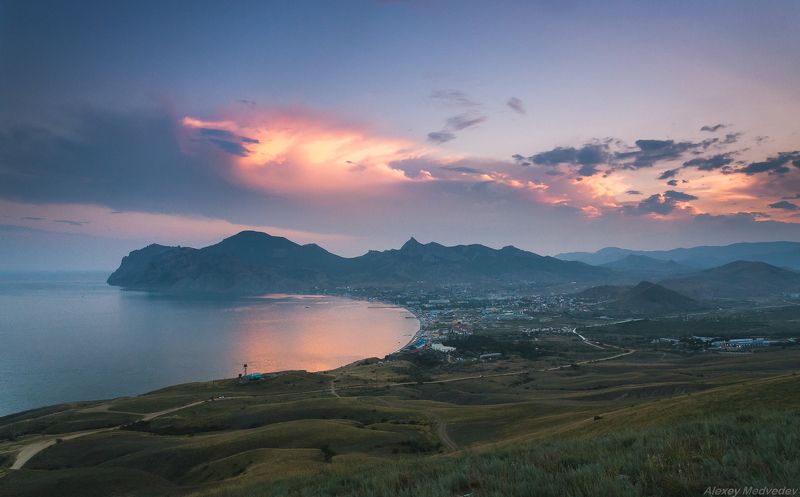 крым, карадаг, коктебель, черное, море, закат, сумерки, crimea, koktebel Коктебельphoto preview