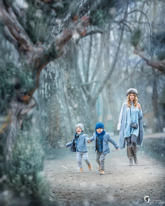 зима, первый снег, Будапешт , семья , зимняя сказка Первый снег фото превью