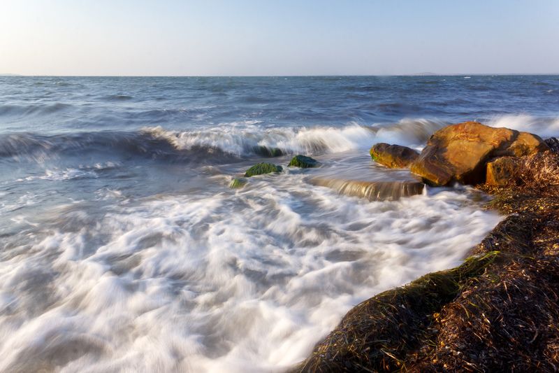 море, закат, вода, пейзаж, волны Воды Таманского заливаphoto preview