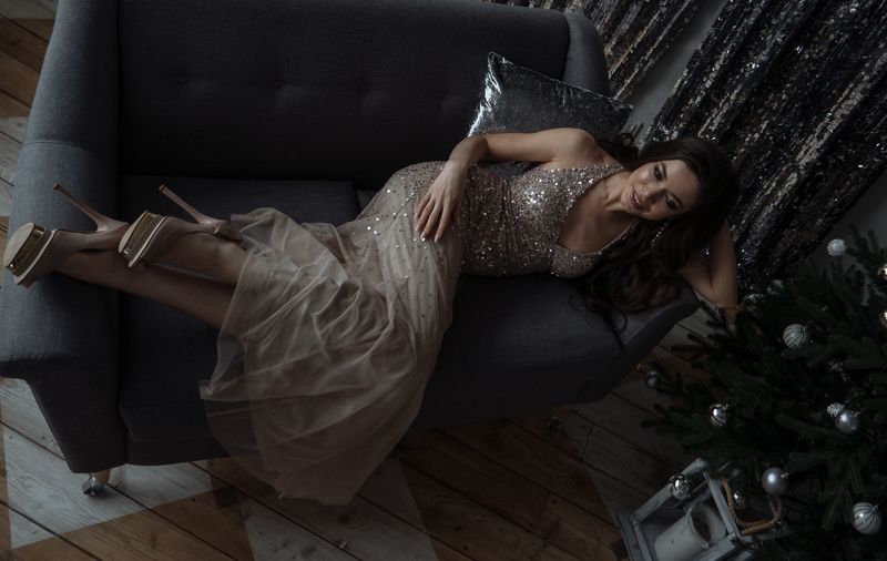 новогодняя, огни, блеск, девушка, красота Аннаphoto preview