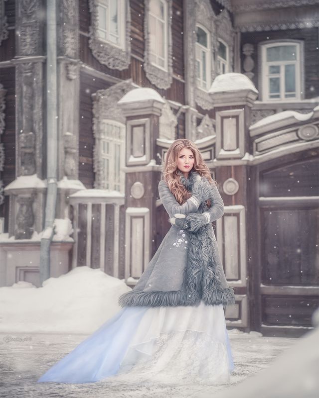 девушка, портрет, зима, русский стиль, винтаж, girl, portrait, vintage, russian style photo preview