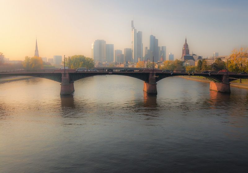 frankfurt am main, река, мост, майн Франкфурт на Майне, осеньphoto preview