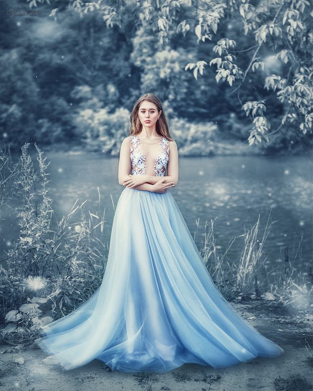 девушка, портрет, синий, природа, река, осень, весна, зима, платье, винтаж, girl, portrait, vintage, autumn, winter, spring, blue, river, nature, dress photo preview