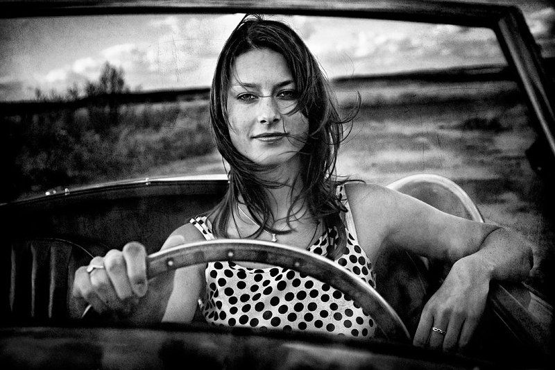 portrait, woman, drive, car, vintage, mg1958 Drive!photo preview