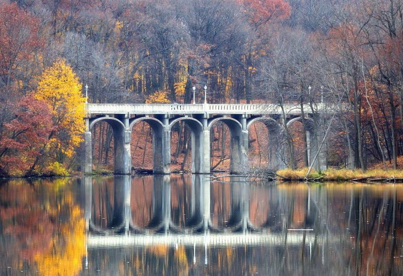 мосты, озеро, природа, пейзаж, осень, лес Мостикphoto preview