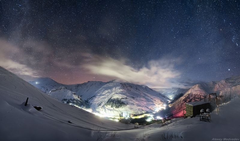 зима, кавказ, эльбрус, терскол, ночь, звезды, горы, Терскол ночьюphoto preview