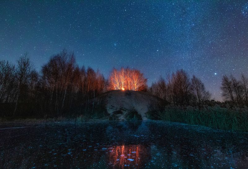 пейзаж, звезды, лед, зима На льдуphoto preview