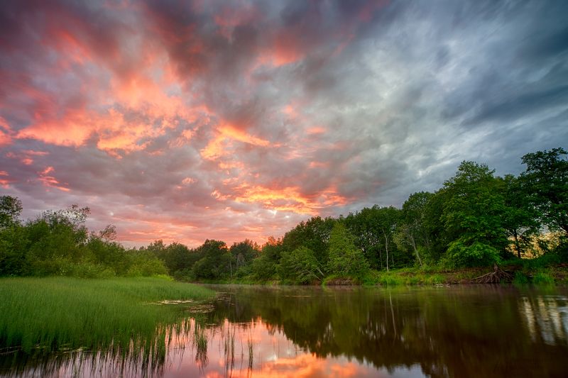 landscape, sunset, sunrise, river, water, forest, sony, a7r Sunset on Plussa river. Pskov region. Russiaphoto preview