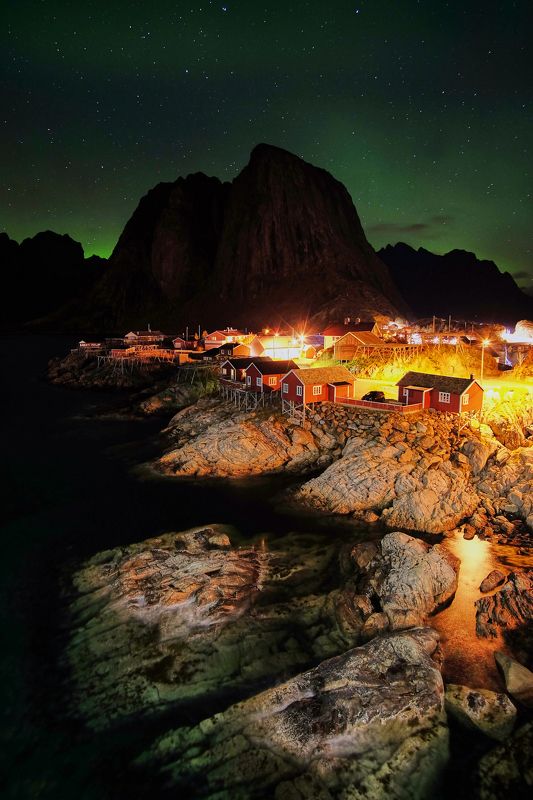 aurora,norway,night,northen lights,lofoten,reine,hamnoy Night1photo preview