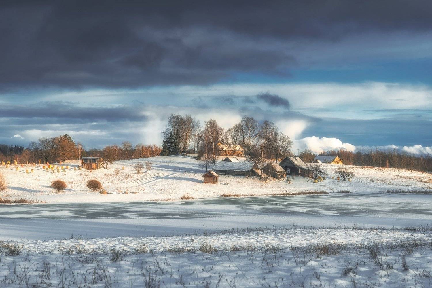 Зима в Райполе. Автор: Olegs Bucis landscape,winter,snow,clouds,зима,хутор,пейзаж, Olegs Bucis